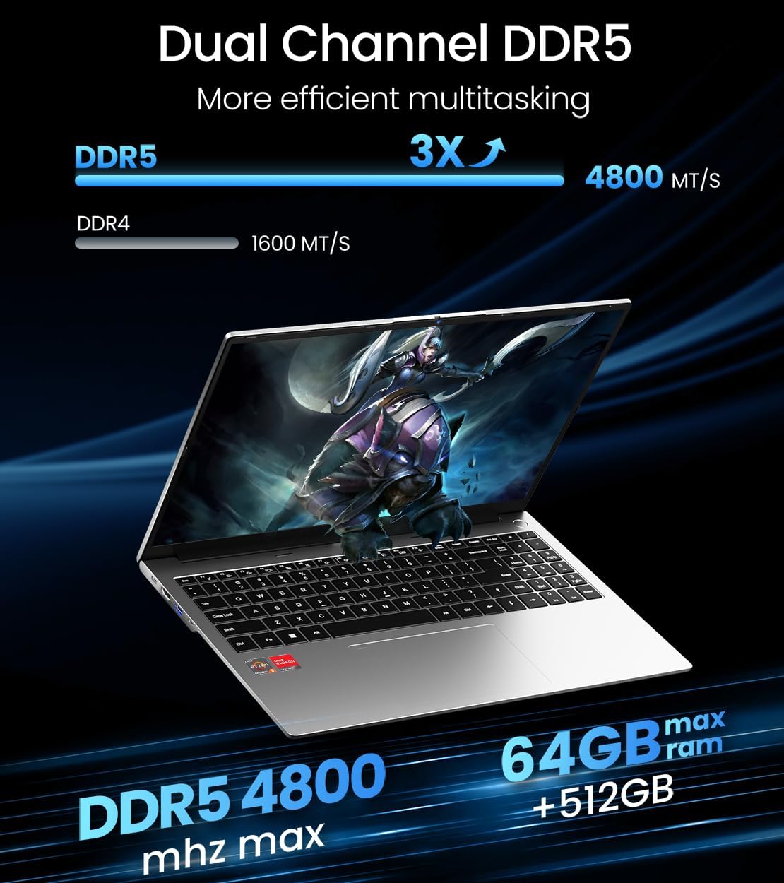 Gaming Laptop AMD Ryzen 9 6900HX (4.9Ghz 8C 16T) Graphics AMD Radeon 680M (＞1050Ti) 16 Inch FHD Computer 16GB RAM 512GB SSD WiFi 6 Bluetooth 5.2 DDR5 58Wh Battery