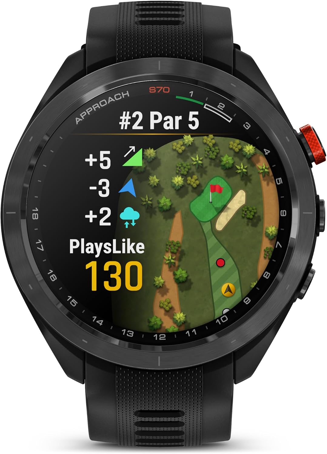Garmin Approach® S70-47 mm Black Ceramic Bezel with Black Silicone Band (Refurbished)