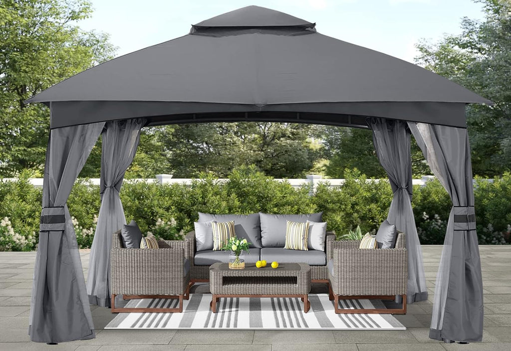 ABCCANOPY 8x8 Outdoor Gazebo - Patio Gazebo with Mosquito Netting, Outdoor Canopies for Shade and Rain for Lawn, Garden, Backyard & Deck (Dark Gray)