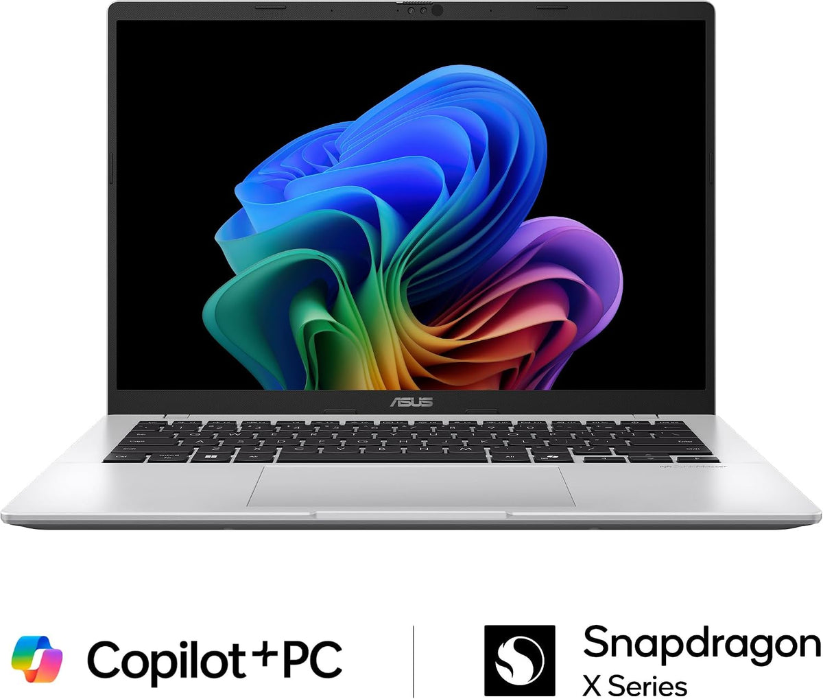 ASUS Vivobook 14 Laptop, 14' WUXGA 60Hz Display, Qualcomm Snapdragon X, Qualcomm Adreno GPU, 16GB RAM, 512GB SSD, Windows 11, Cool Silver, X1407QA-BS56