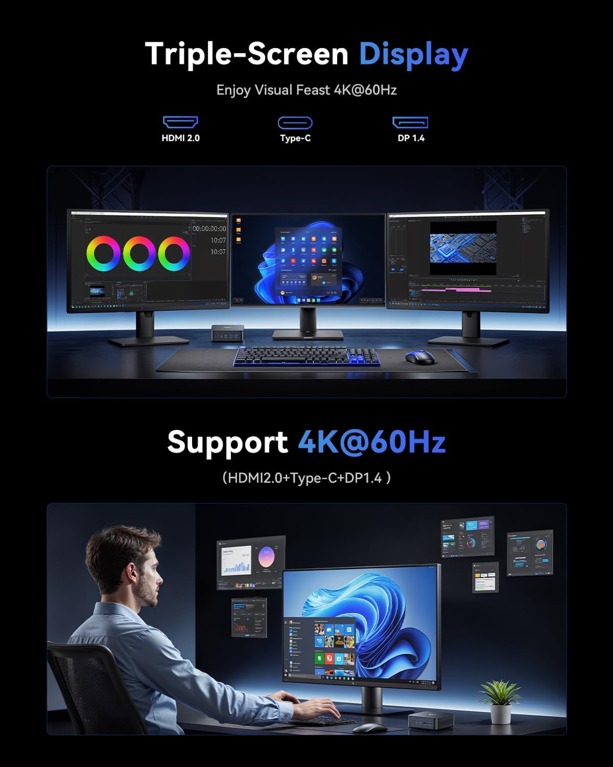 KAMRUI Mini PC, Ryzen 5 3500U (Beats N150/N97 Up to to 3.7 GHz), 16GB RAM 1TB SSD Mini Computers, Mini Desktop Computers Support Dual LAN, Triple 4K Display, WiFi, BT, Office, Home, Business