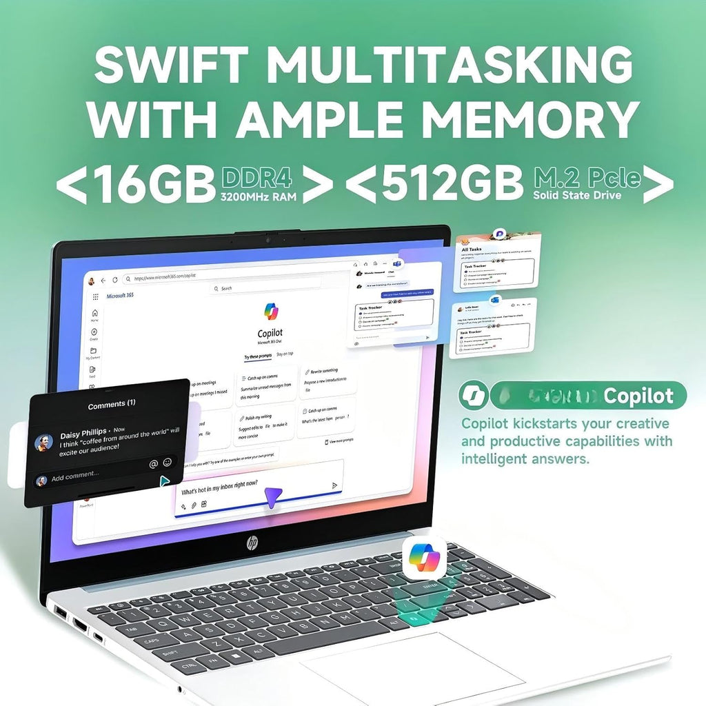 HP 15.6 Touchscreen Laptop Computer - 16GB RAM, 512GB SSD, Windows 11 Pro, FHD Anti-Glare, Intel Core i3-N305, Intel UHD Graphics, Copilot AI, Long Battery Life, Business Laptop for Work & Students