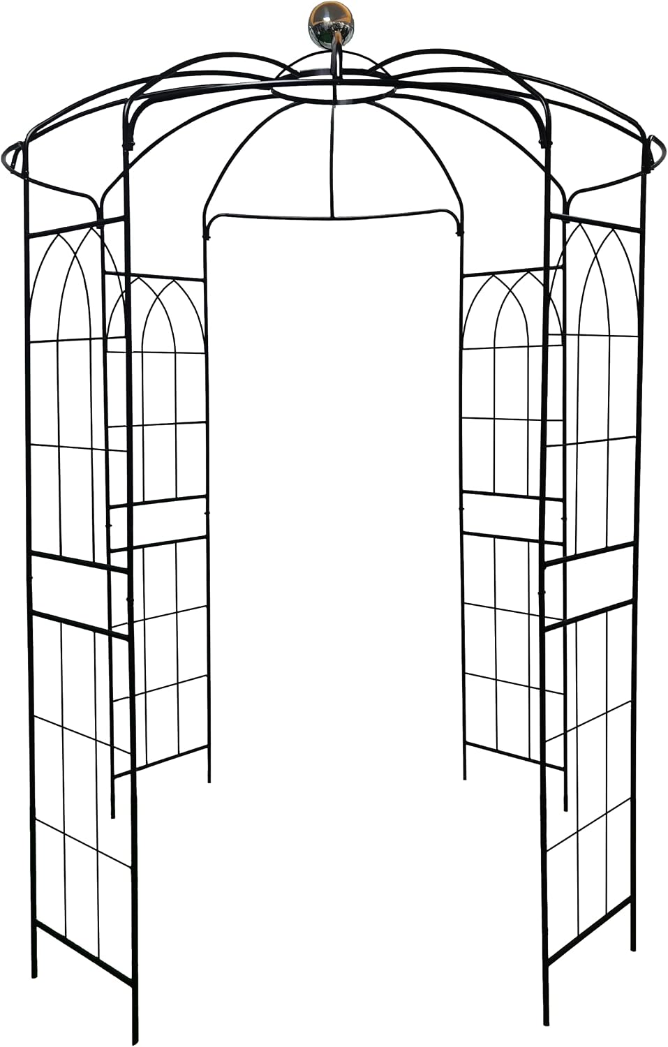 Metal Garden Arch Iron Pergola - 6.8ft Dia x 9.5ft High Birdcage Shape, Outdoor Wedding Ceremony Arbor, Black Iron Pavilion for Garden, Yard, and Patio Decoration