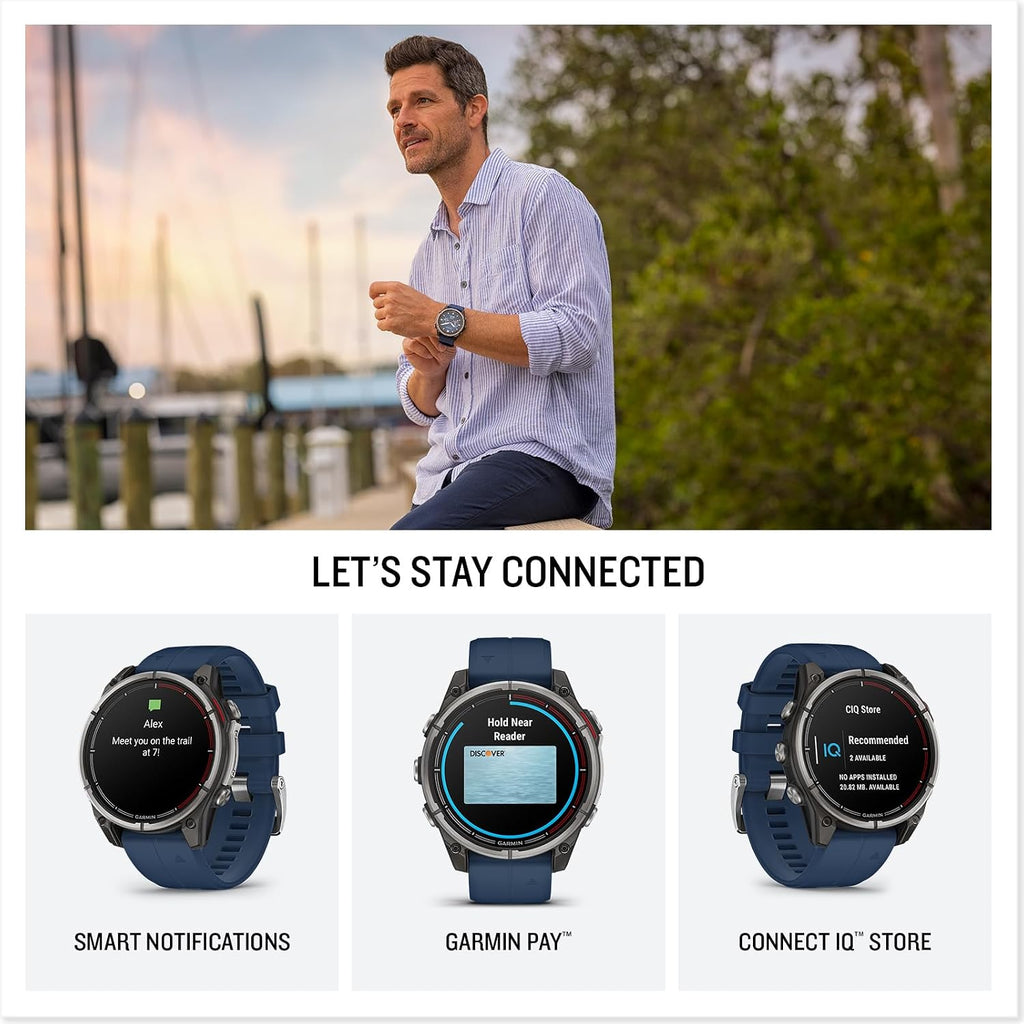 Garmin® quatix® 8, 47 mm, Marine GPS Smartwatch, Bright AMOLED Display, Chartplotter Controls, Built-in Flashlight, 24/7 Health & Wellness Features
