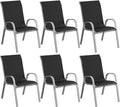 Amopatio Patio Chairs Set of 6, Stackable Outdoor Dining Chairs for All Weather, Silver Frame Outdoor Chair Garden Furniture for Backyard Deck(Black)