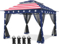COOS BAY 11x11 Pop Up Gazebo with Mesh Netting, Instant Outdoor Canopy Tent, Water Resistant Shelter with UPF 50+ UV Protection, 121 Sq Ft Coverage, American Flag