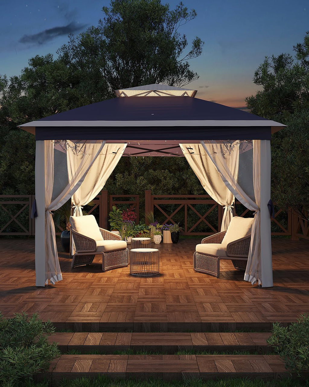 Garveelife 11x11 Pop Up Gazebo Tent with Mosquito Netting, Outdoor Canopy Shelter Easy Setup, Water & UV Resistant - Navy