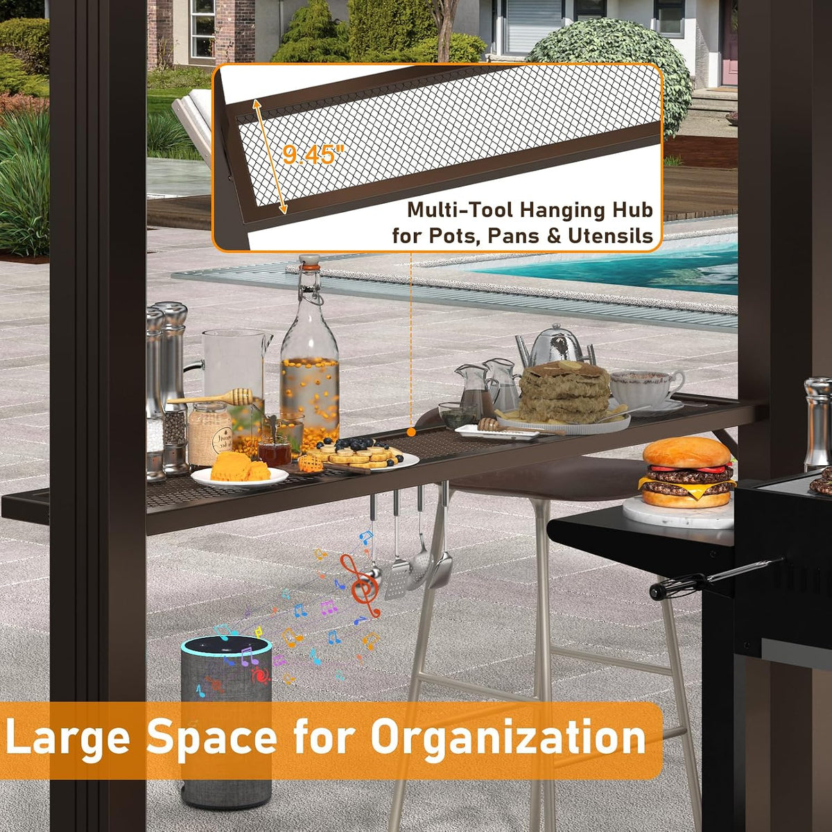 Hoteel 6x8ft Hardtop Grill Gazebo, Outdoor Patio Aluminum Frame Barbecue Gazebo with Galvanized Steel Double Roof and 2 Side Shelves for Deck Lawn Backyard Garden and Party, Brown(2026 Version)
