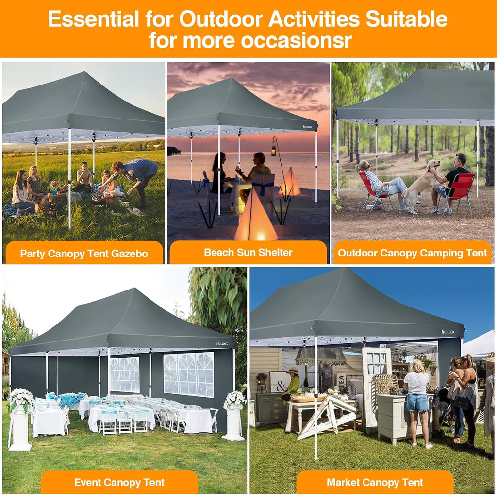COBIZI 10x20 Pop Up Canopy with 4 Sidewalls, Conical Party Tent 10x20 with 3 Adjustable Height Waterproof, UV-Resistant EZ Outdoor Gazebo with Carry Bag, Sandbag, Stake, Rope for Parties, Commercial