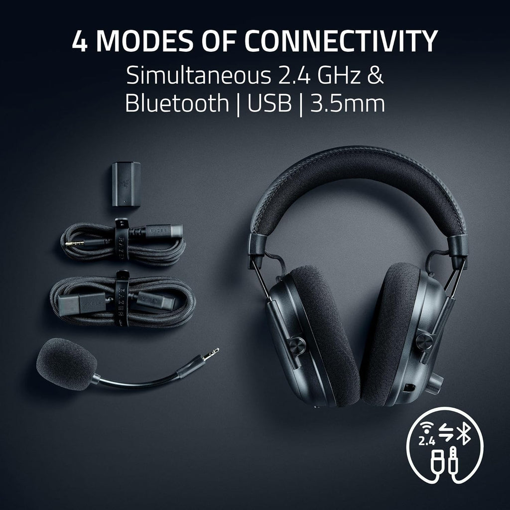 Razer BlackShark V3 Pro Wireless ANC Gaming Headset for PC: Full Band Mic - 50mm Drivers - 2.4 GHz, Bluetooth, USB, 3.5mm - Works with Mac, PS5, Nintendo Switch, Smartphone - 70 Hr Battery - Black