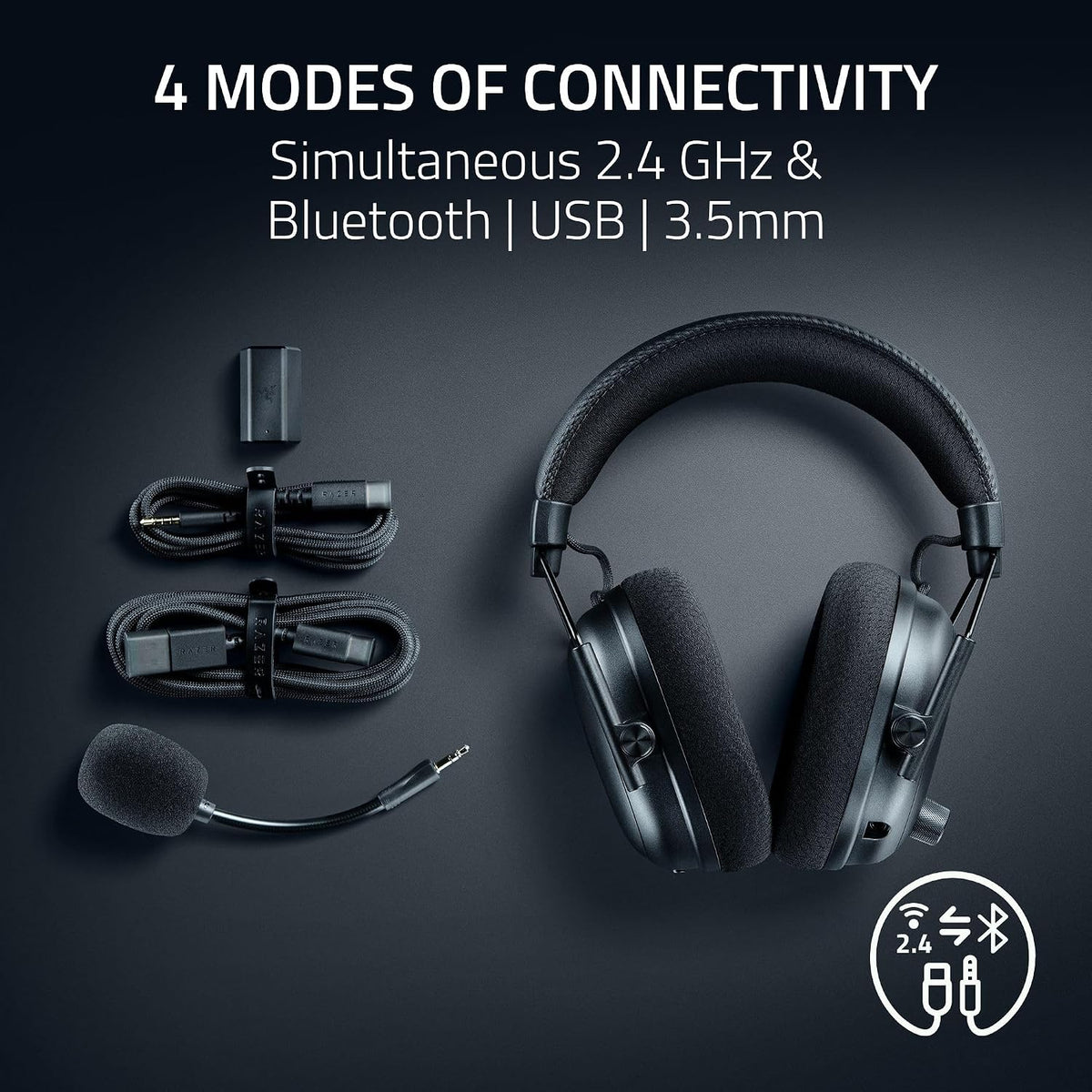Razer BlackShark V3 Pro Wireless ANC Gaming Headset for PC: Full Band Mic - 50mm Driver - 2.4 GHz, Bluetooth, USB, 3.5mm - Works with PC, Mac, PS5, Nintendo Switch - Long Battery Life - Niko Edition