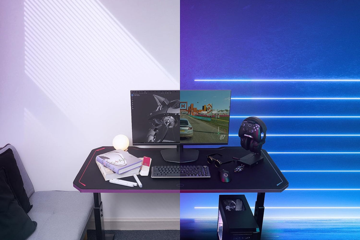 Cooler Master GD120 PC Gaming Desk with Cable Management, Water-Repellent Mousepad, Modern Simple Sturdy Style Table Workstation for Home Office