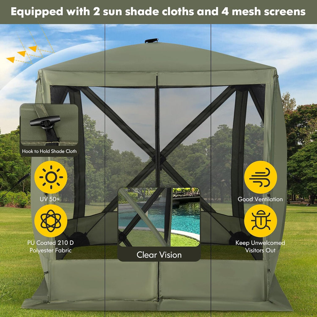 Tangkula 6.7x6.7 Ft Pop Up Gazebo with Netting, Portable Screen Tent with 4 Sided Mesh Walls, 2 Sunshade Cloths, UV 50+ Instant Canopy Shelter with Carry Bag for Camping, Lawn, Backyard
