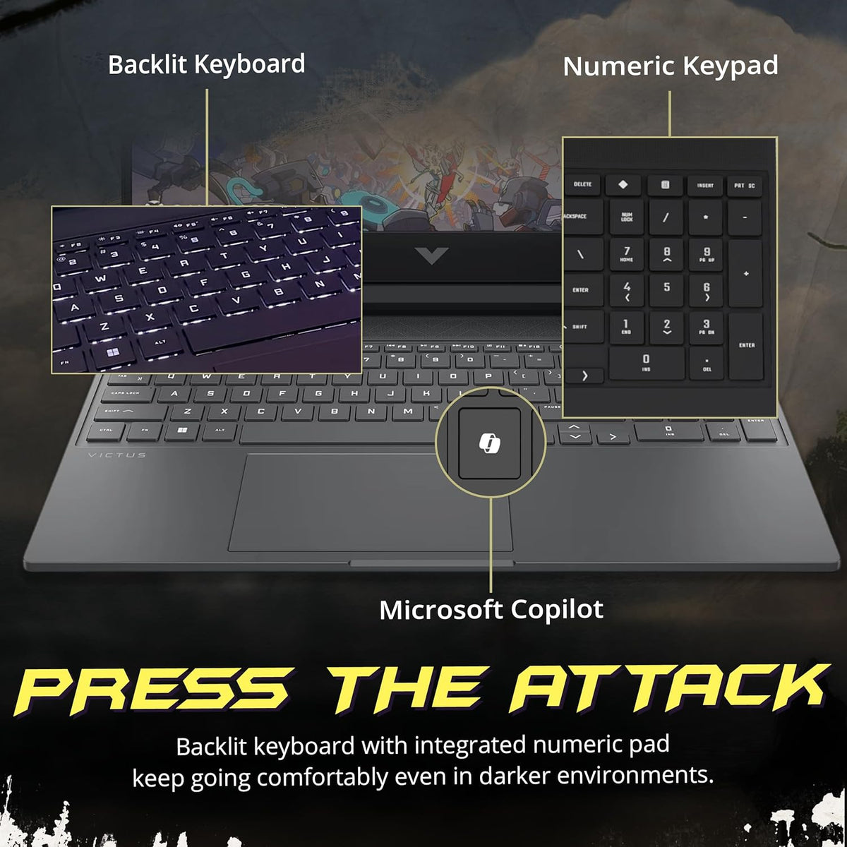 HP Victus 15.6' FHD 144Hz Gaming Laptop, AMD Ryzen 7 7445HS, GeForce RTX 4050, 16GB DDR5, 2TB Storage (1TB SSD+1TB Docking Station Set), Backlit Keyboard, Copilot, Wi-Fi 6, Win 11 Pro, Mica Silver