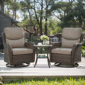 HUMMUH High Back Outdoor Swivel Rocker Patio Chairs Set of 2, with 5-Inch Thick Cushions and Side Table,All-Weather Patio Furniture for Porch,Poolside, Deck, and Yard