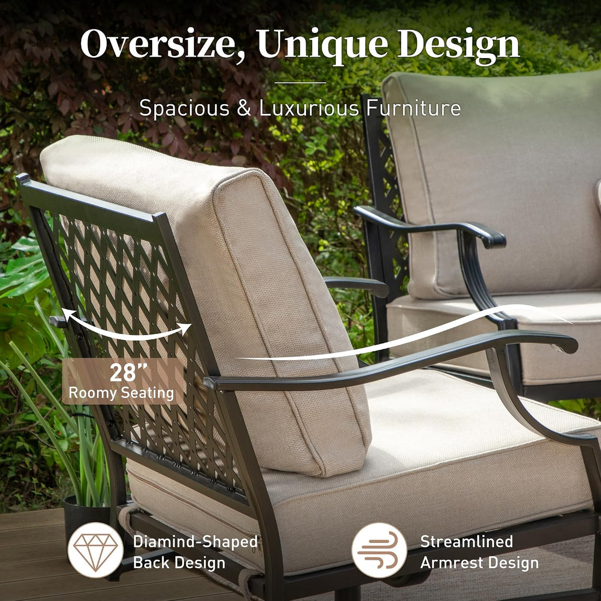 SUNSHINE VALLEY Patio Furniture Set with Firepit Table, 5 Piece Metal Outdoor Patio Furniture set for 4, 4 Single Chairs with 5.75' Extra Thick Cushion and Gas Firepit Table for Backyard Poolside Deck