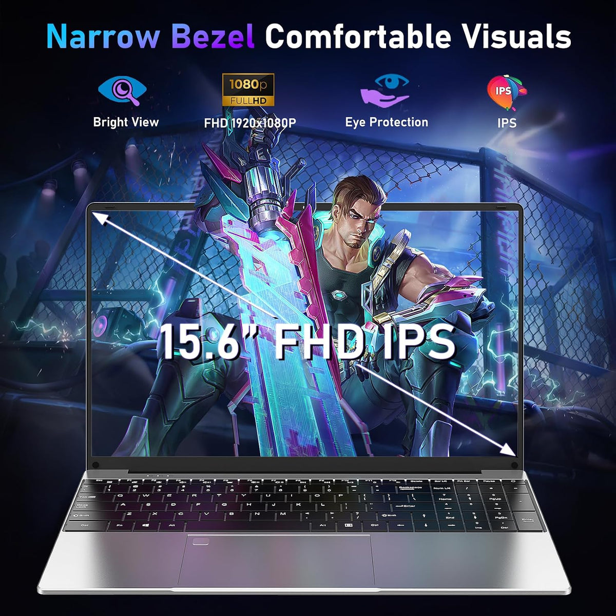 NAIKLULU Gaming Laptop,15.6 Inch Laptop Computer,16GB RAM 1TB SSD,AMD Ryzen 5 7430U (up to 4.3Ghz,Beat 5700U),AMD Radeon Graphics,15.6'FHD 1920 * 1080 Display,WiFi 5,BT5.0,Backlit Keyboard