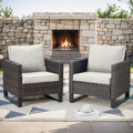 Rilyson Luxury Wicker Outdoor Patio Chairs Set of 2-Classic Rattan Chairs Water Resistant,Comfortable Cushions and Sturdy Metal Frame for Outside Porch Deck Backyard(Brown/Blue)