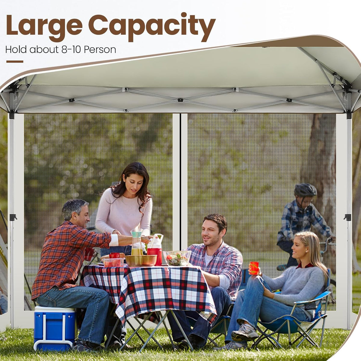 COBIZI 11x11 Pop Up Gazebo Canopy Tent Easy Up Outdoor Gazebo Waterproof Upgrade Portable Gazebo with Mosquito Nettings, Double Vented Roof and Carry Bag for Patio Garden(Brown)