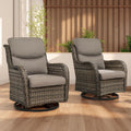 Rilyson Wicker Rocking Chair Swivel Chairs - 2 Piece Rocker Patio Chairs Set Rattan Rocking Chair for Outdoor Porch Deck Garden Backyard (Mixed Grey/Grey/Smile)