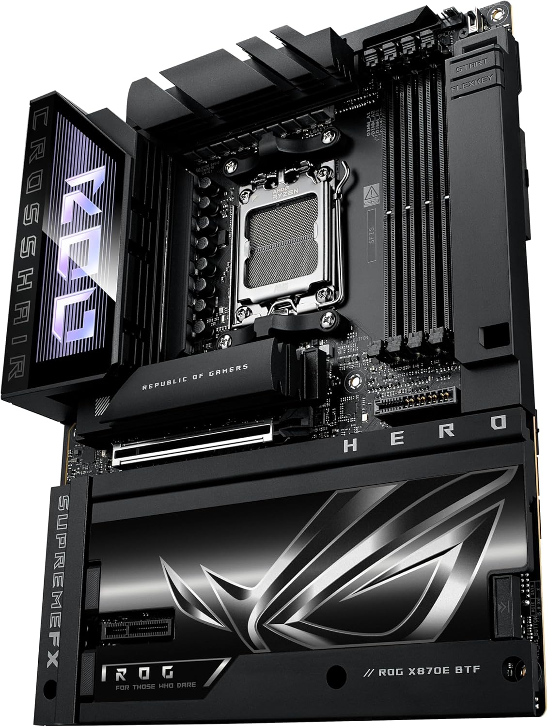 ROG Crosshair X870E Hero BTF AMD ATX Board with Hidden-Connector Design & high-Power GPU Slot for Clean Cable Management, 18+2+2 Power, DDR5, WiFi 7, 5X M.2, PCIe 5.0, USB4, Advanced AI PC Ready