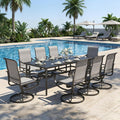 MFSTUDIO Patio Table and Chairs Set, Outdoor Dining Set for 8 Persons, 9 Piece Patio Furniture Dining Set for Deck Yard Garden Poolside