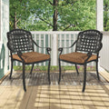 MEETWARM 2 Piece Patio Dining Chairs with Cushions, Outdoor All-Weather Cast Aluminum Chairs, Patio Bistro Dining Chair Set of 2 for Garden Deck Backyard, Dark Bronze
