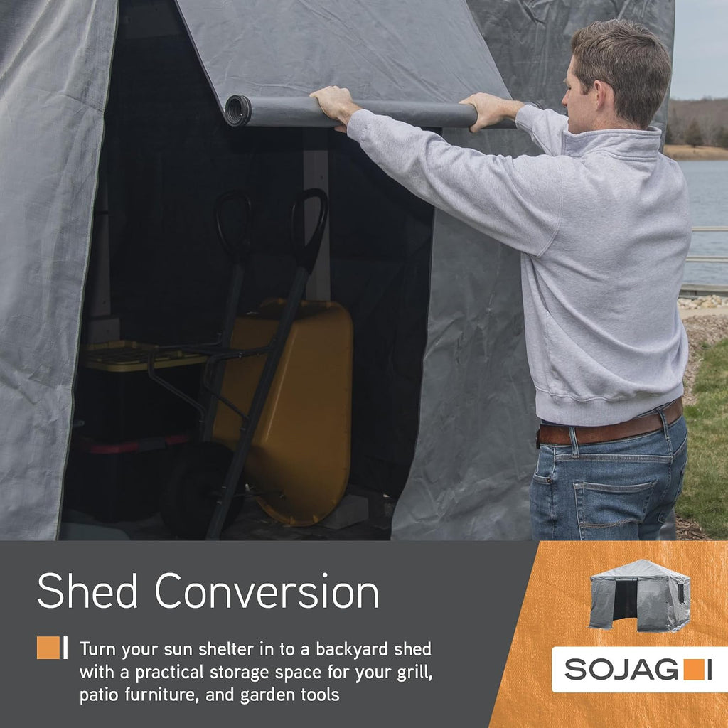 Sojag Winter Cover for Gazebos, Waterproof 12' x 12' Gazebo Accessory with Roll-Up Door, and Vented Panels, All-Season Outdoor Storage