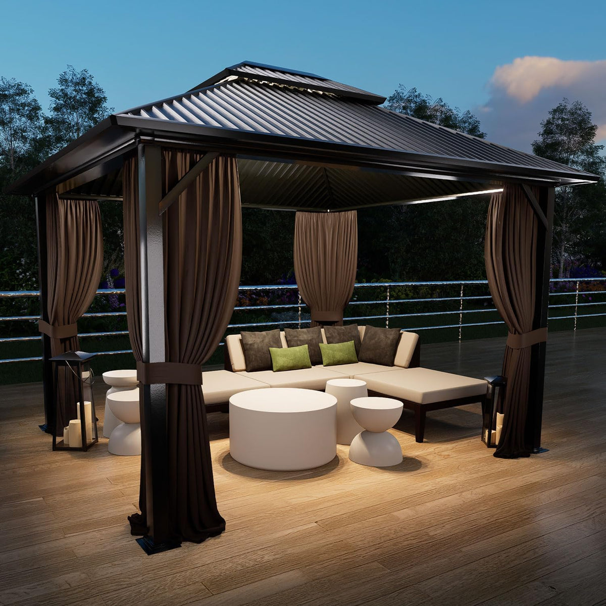 COWVIE 4-Panel 12' x 16' Gazebo Replacement Curtains, Patio Privacy Sidewalls with Double Zipper, Replacement for Outdoor Gazebo Canopy (Curtain Only)