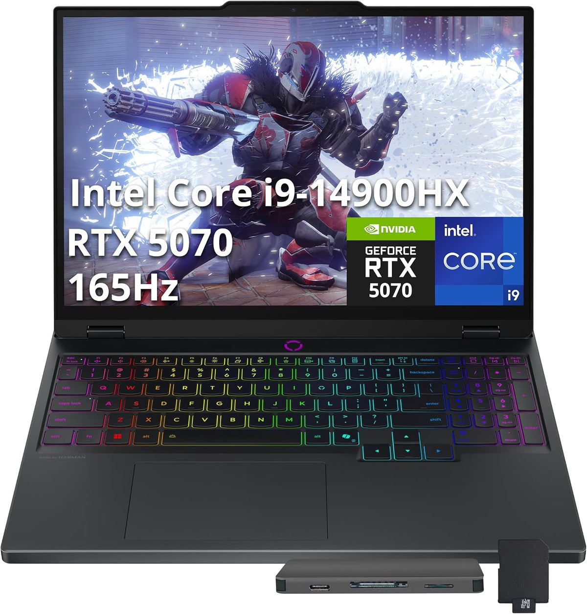 Lenovo Legion 5 15.1' WQXGA 165Hz Gaming Laptop, Intel i9-14900HX, RTX 5070 8GB GDDR7, 64GB DDR5, 4TB SSD, 24-Zone RGB Backlit Keyboard, 5.0MP Camera, Wi-Fi 7, Win 11, Black, 1TB Docking Station