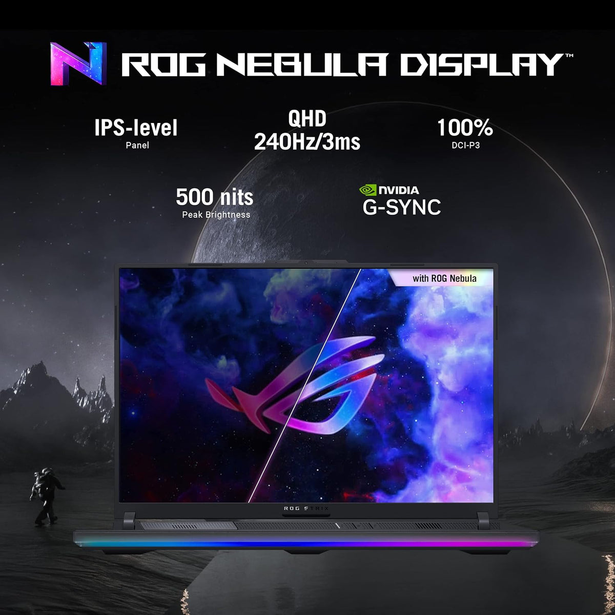 ASUS ROG Strix Scar 18 (2023) Gaming Laptop, 18' Nebula Display 16:10 QHD 240Hz/3ms, GeForce RTX 4090, Intel Core i9-13980HX, 32GB DDR5, 2TB PCIe SSD, Wi-Fi 6E, Windows 11 Pro, G834JY-XS97,Black
