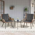 LAUSAINT HOME 3 Piece Outdoor Bistro Set, Small Patio Furniture Set with Coffee Table and Thick Cushions, Front Porch Furniture for Lawn, Garden, Balcony, Poolside, Black