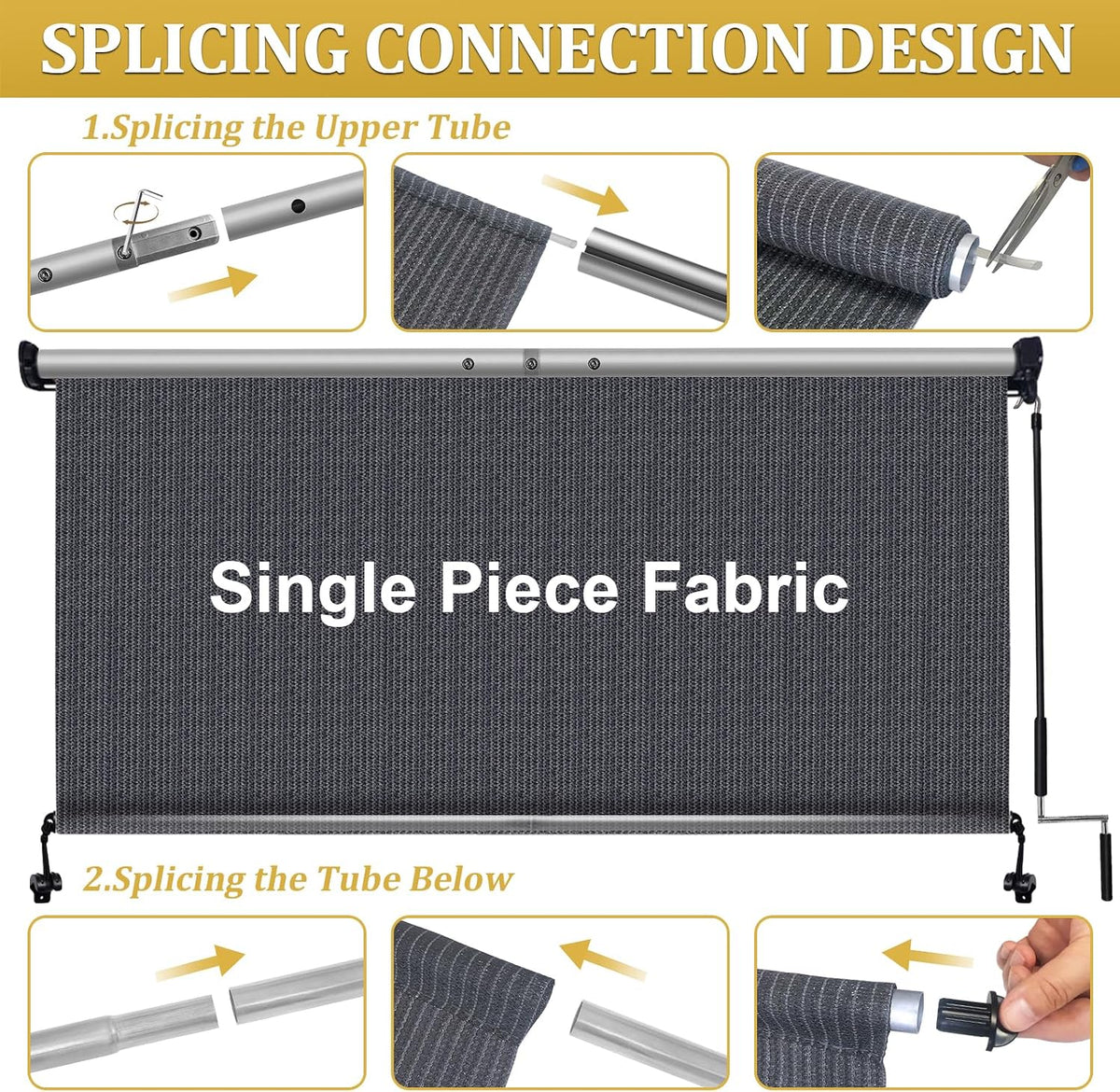 Shade&Beyond Patio Shades Roll Up Outdoor 9' W x 8' H, Cordless Roller Shade Blinds with 90% UV Protection, Exterior Sunshade Cloth Roll for Pergola Porch Gazebo Balcony, Blue Gray