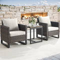 Luxury Wicker Outdoor Patio Chairs Set - 3 Piece Rattan Patio Furniture Bistro Chairs Set with Waterproof Wicker,Comfortable Cushions and Sturdy Metal Frame for Porch Deck Backyard(Brown/Beige)