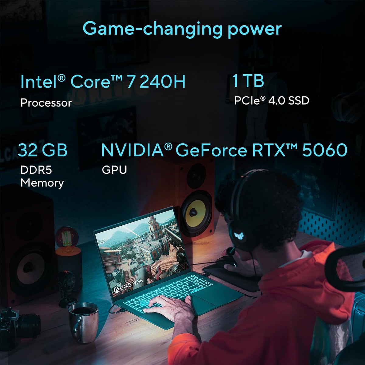 ASUS V16 Gaming Laptop, 16' WUXGA 144Hz Display, Intel Core 7 Processor 240H, NVIDIA GeForce RTX 5060, 32GB Memory, 1TB Storage, Windows 11, Matte Black, V3607VM-DS79