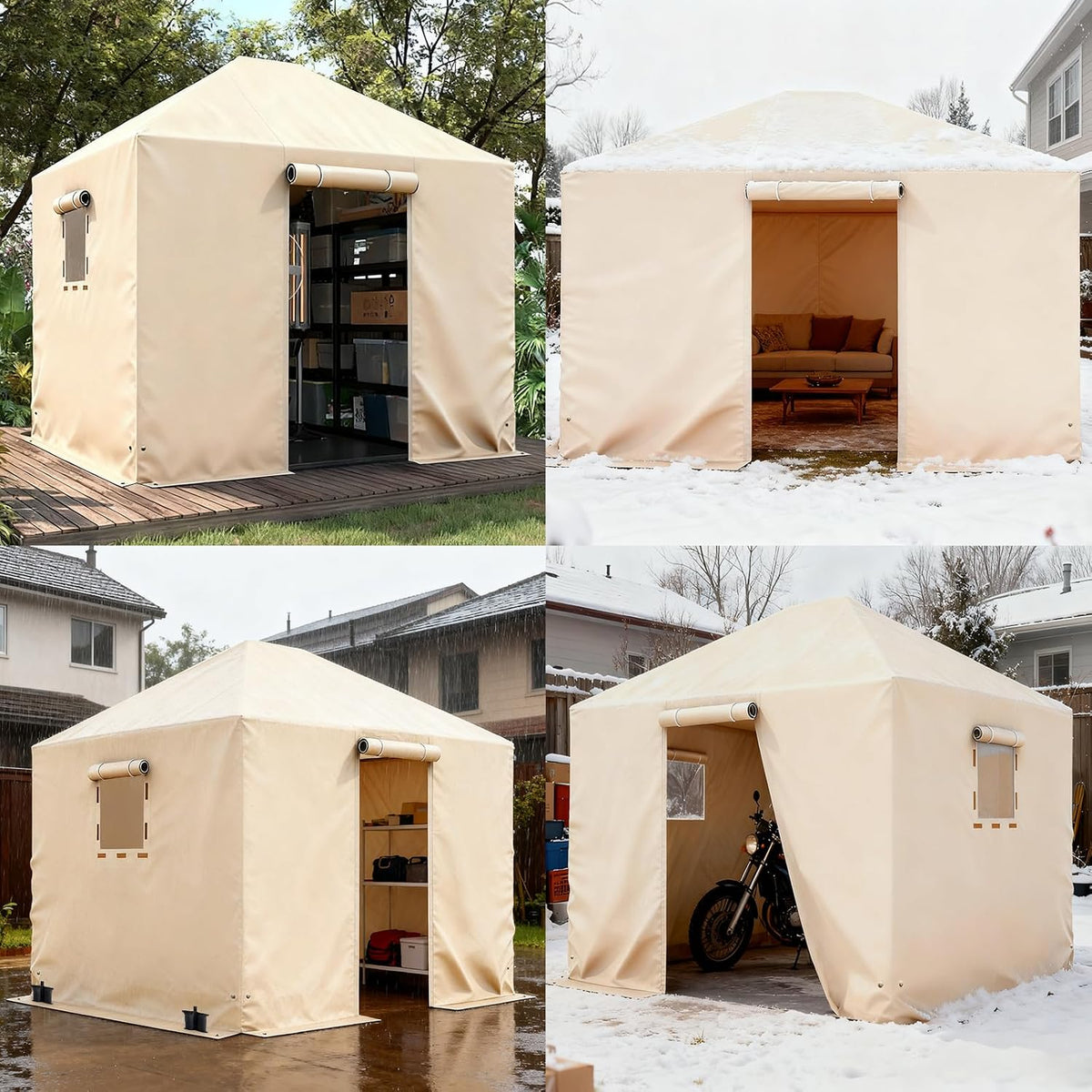 Winter Gazebo Cover for 10x12 Outdoor Hardtop Gazebos, Waterproof Enclosed Canopy Protective Covers Gazebo Accessories with 4 Sand Bags
