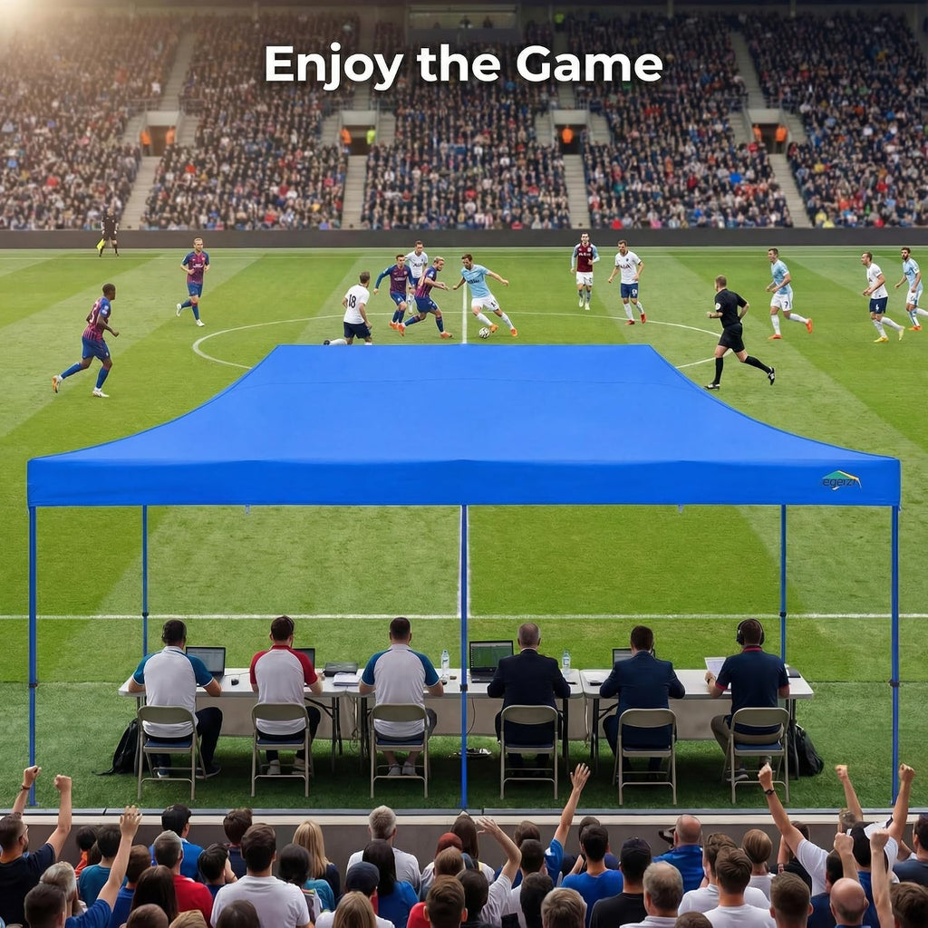 COBIZI 10x20 Heavy Duty Pop Up Canopy Tent with 6 Sidewalls Thicken Frame, Commercial Easy Up Outdoor Wedding Party Tents, All Season Waterproof Windproof with Stakes Sandbags Ropes Roller Bag, Blue