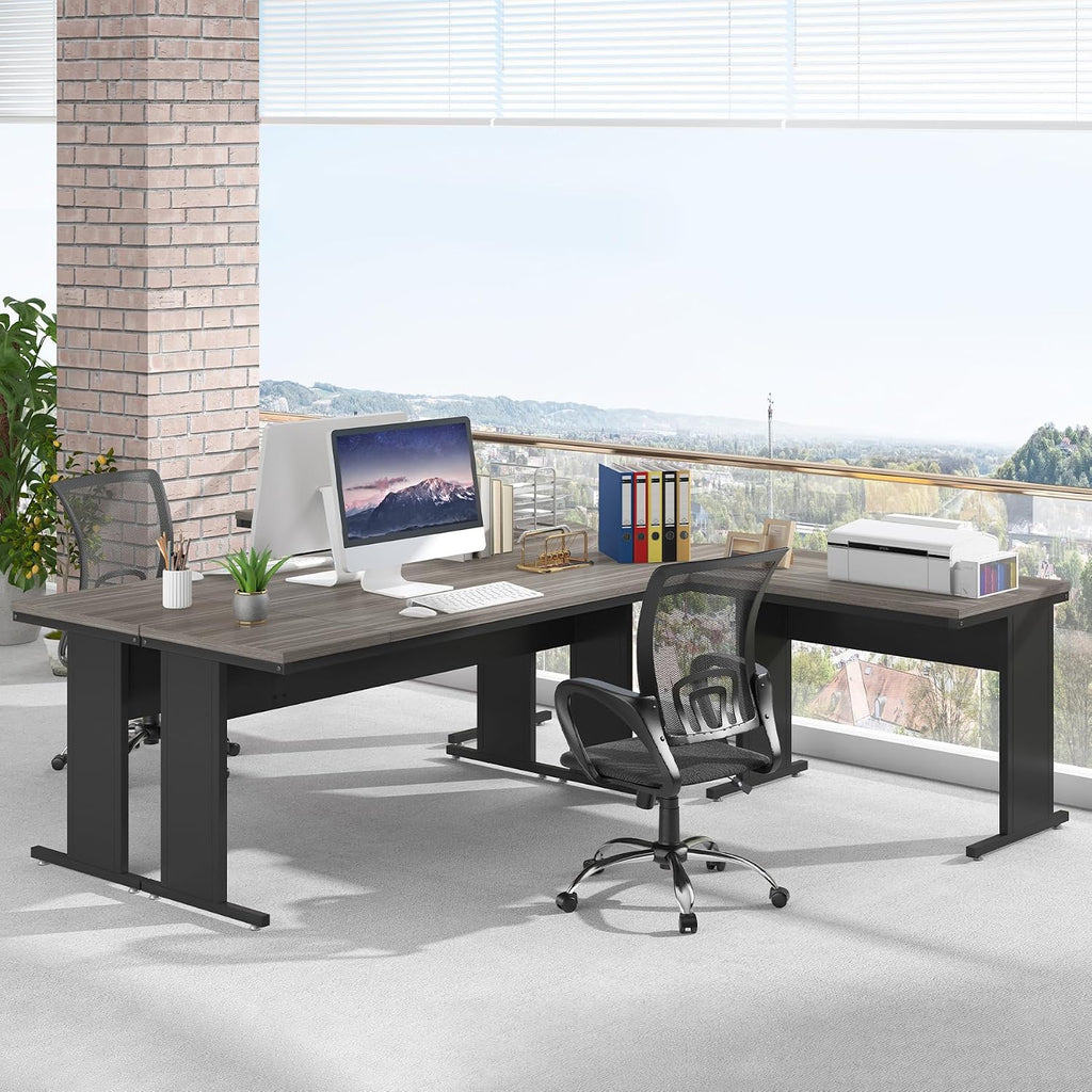 Tribesigns 83-Inch Large L Shaped Desk, Reversible Executive Office Desk, Modern Corner Computer Table Business Workstation for Home Office (Grey)