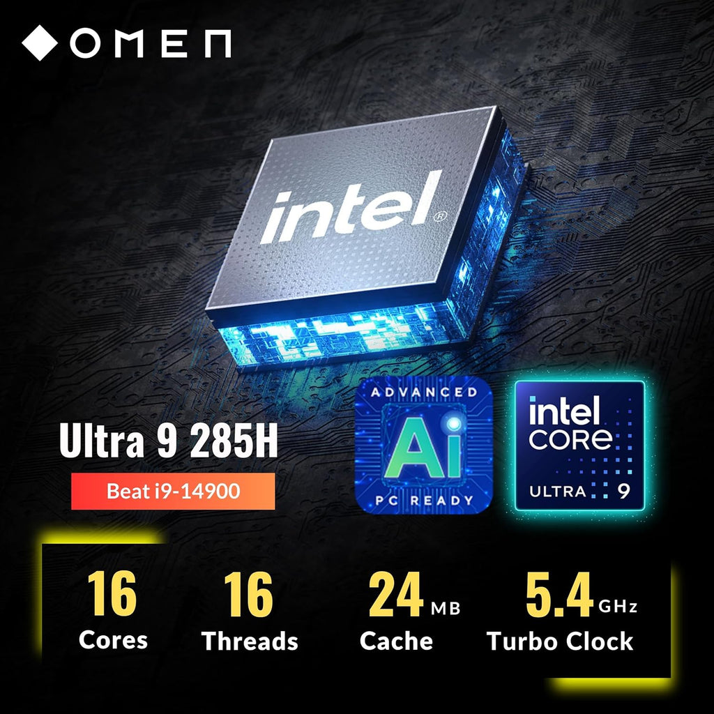HP OMEN 16 Gaming Laptop, 16 240Hz 2.5K Display, Intel Core Ultra 9 285H(>i9-14900, 5.4GHz), GeForce RTX 5070, Copilot, AI & VR Ready, Backlit Keyboard, Windows 11 Home, Black(16GB DDR5 RAM | 1TB SSD)