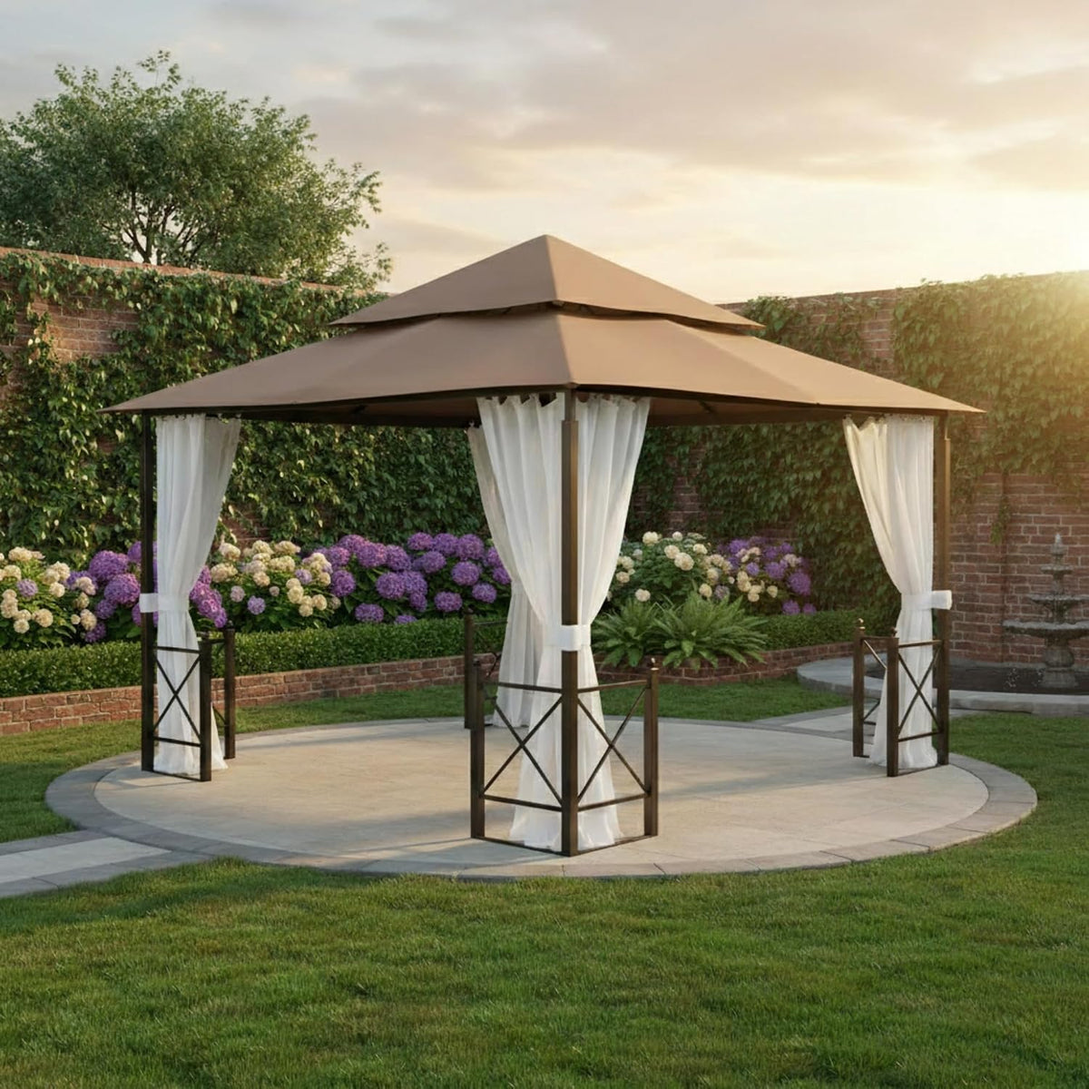 Garden Winds Durable 350 Replacement Canopy Top Compatible with Harbor 12' x 12' Gazebo Models X1250B, GFS01250B, GFS01250A - Beige