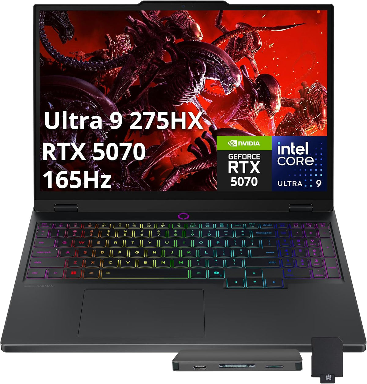 Lenovo Legion 5 AI-Powered Gaming Laptop, Intel Ultra 9 275HX, GeForce RTX 5070 GDDR7, 15.1' WQXGA 165Hz, 32GB DDR5, 3TB Storage (2TB SSD+1TB Docking), RGB Backlit Keyboard, Wi-Fi 7, Win 11 Pro, Black