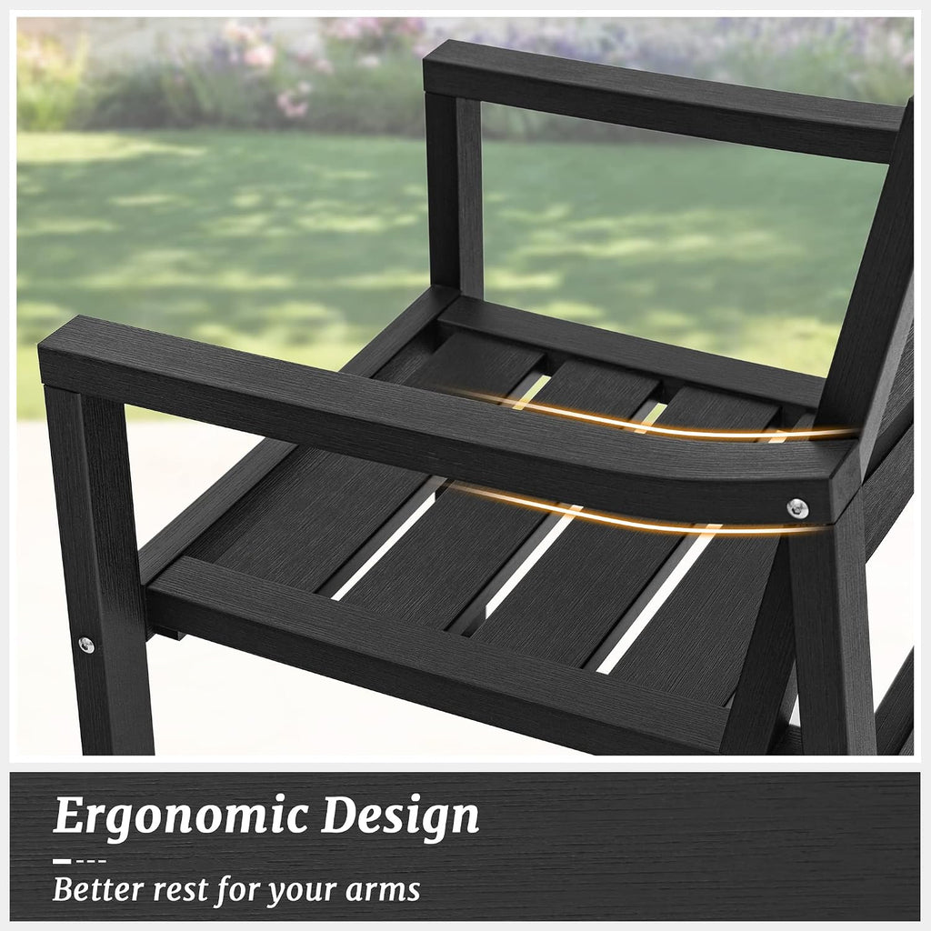 Cozyman HDPS Outdoor Dining Chairs, 350LBS, Patio Dining Chairs with Armrest, All Weather Outdoor Kitchen Chairs with Square Frame Legs for Outdoor Indoor, Lawn, Garden, Backyard, Black