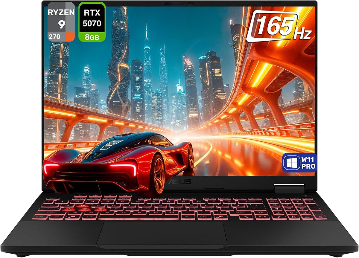 ASUS TUF A16 Copilot+ Gaming Laptop, AMD Ryzen AI 9 270, 64 GB DDR5 RAM, (1 TB + 1 TB) PCle SSD, 16' FHD+ (1920x1200) 165Hz Display, Nvidia G-Force RTX 5070, 1-Zone RGB Keyboard, W11 Pro, Jaegar Gray