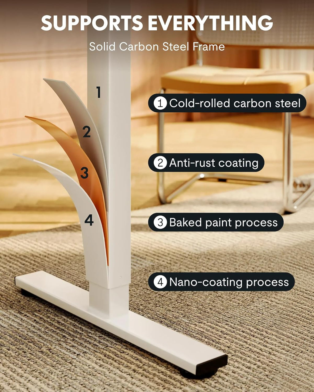 FLEXISPOT EN1 One-Piece Standing Desk with 1-Inch Thick Seamless Desktop, 48'x30' Electric Height Adjustable Desk for Home Office, Multi-Monitor Setups & Easy Assembly, White