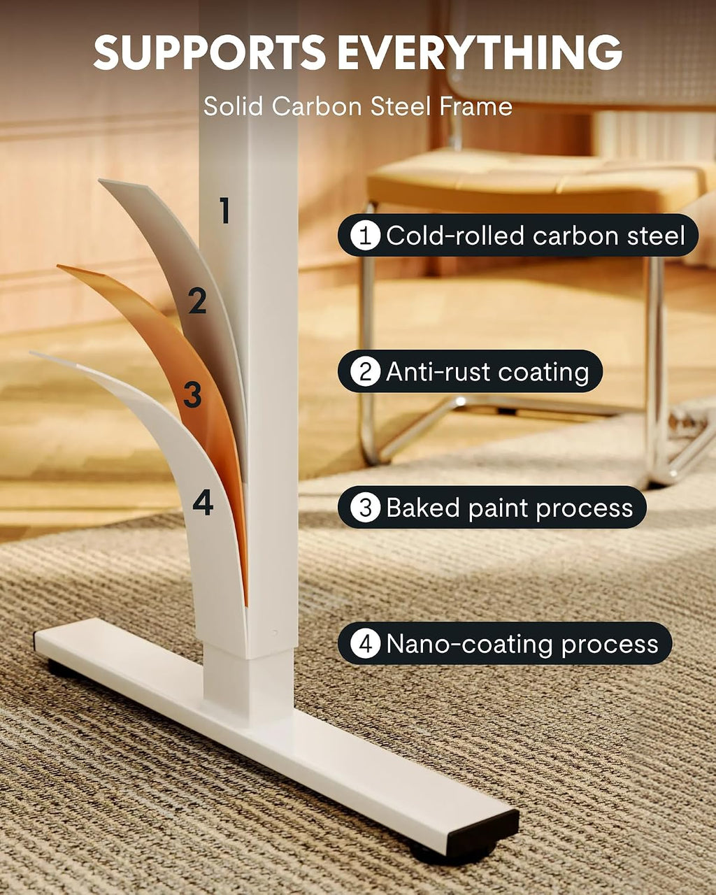 FLEXISPOT EN1 One-Piece Standing Desk with 1-Inch Thick Seamless Desktop, 60'x24' Electric Height Adjustable Desk for Home Office, Multi-Monitor Setups & Easy Assembly, White
