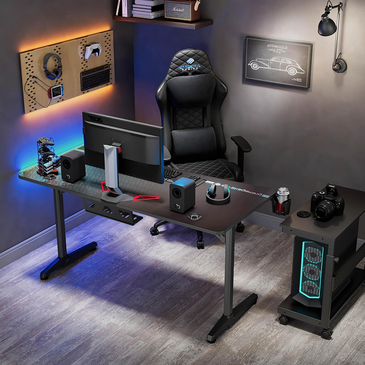 EUREKA ERGONOMIC Gaming Desk 60' Home Office Computer Desk, New Polygon Legs Design, Captain Series (60 Inch, Black)