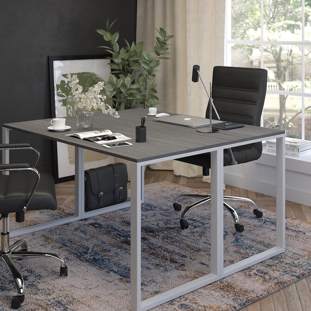 Flash Furniture Kimberly Modern Commercial Grade Desk Industrial Style Computer Desk Sturdy Home Office Desk - 55' Length (Rustic Gray)