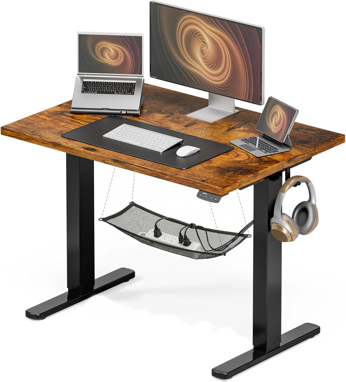 Acrolix Electric Standing Desk, Height Adjustable Home Office Desk with Memory Presets & Cable Management,Rustic Brown Sit Stand Desk for Work from Home, Ergonomic Computer Desk (40' x 24')