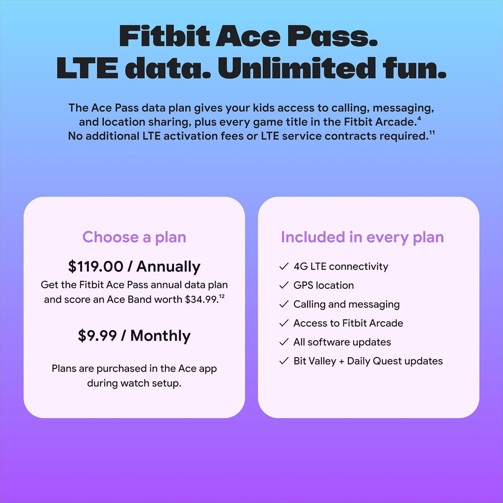 Fitbit Google Ace LTE - Kids Smartwatch with Call, Message, GPS, and Activity-Based Games, Ace Pass Data Plan Required - Spicy - Moovin