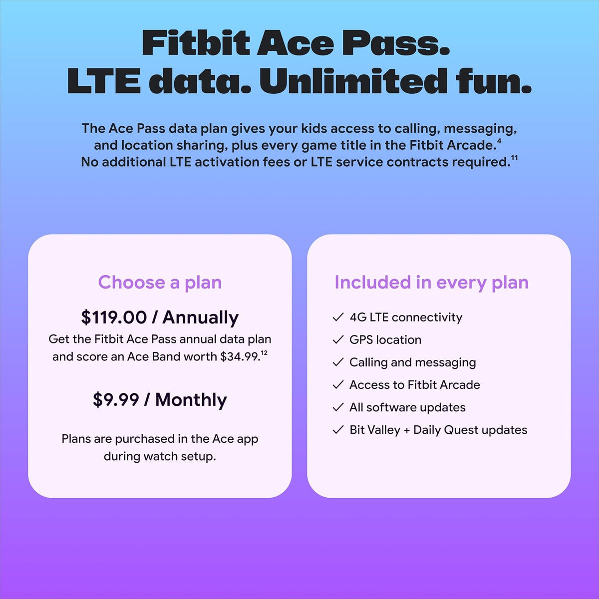 Fitbit Google Ace LTE - Kids Smartwatch with Call, Message, GPS, and Activity-Based Games, Ace Pass Data Plan Required - Spicy - Moovin